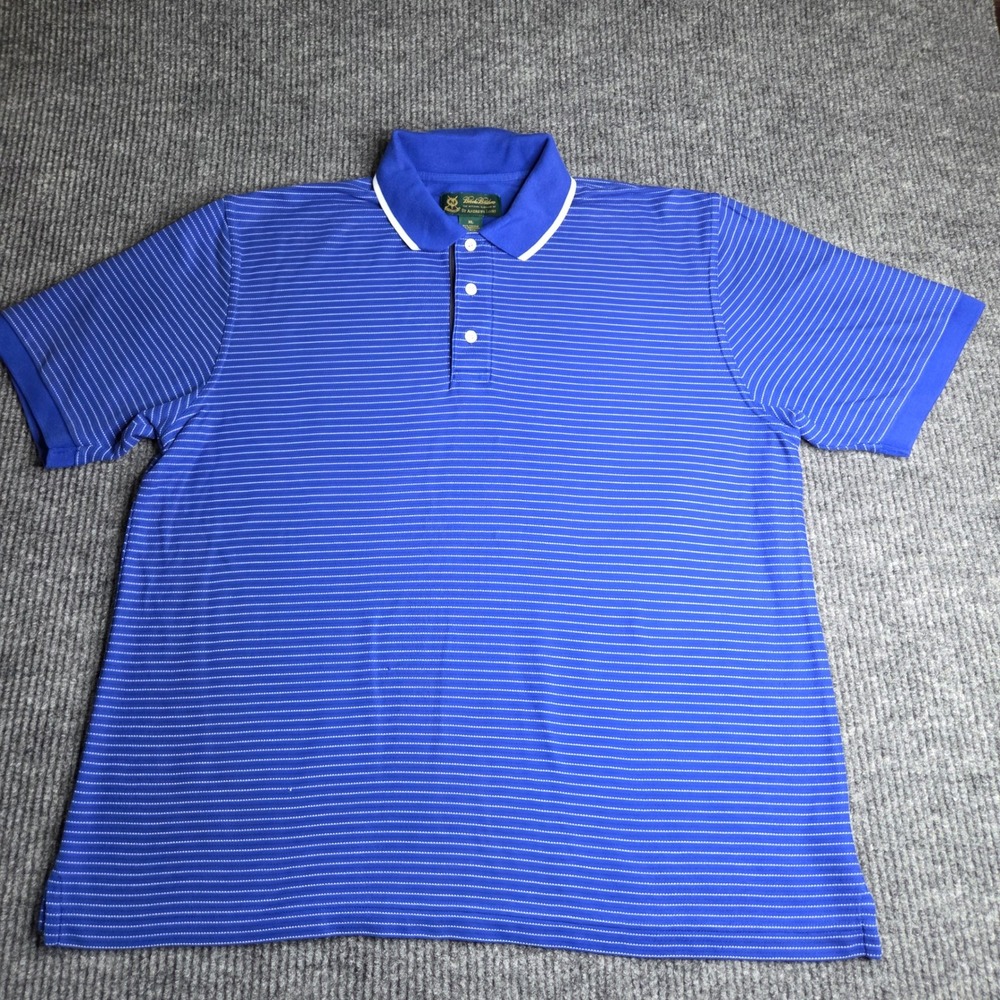 Brooks Brothers St Andrews Links Mens XL Polo‎ Shirt Golf Blue Striped